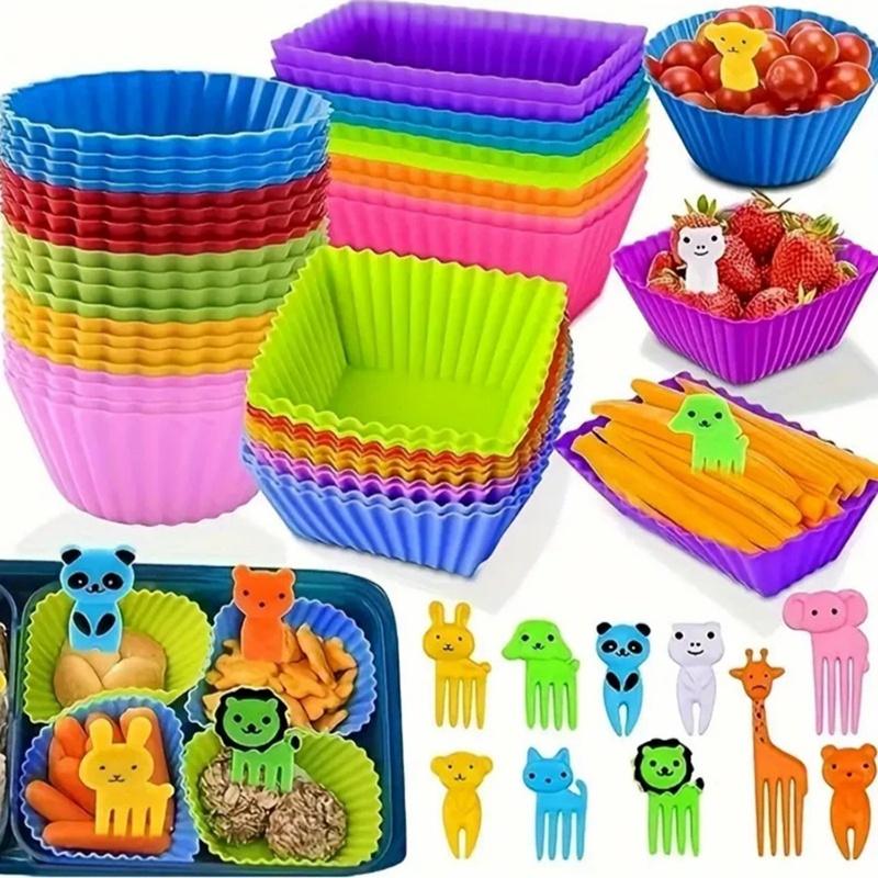 Meal Prep Template - ● 12/24 szt. Silikonowe przegródki do