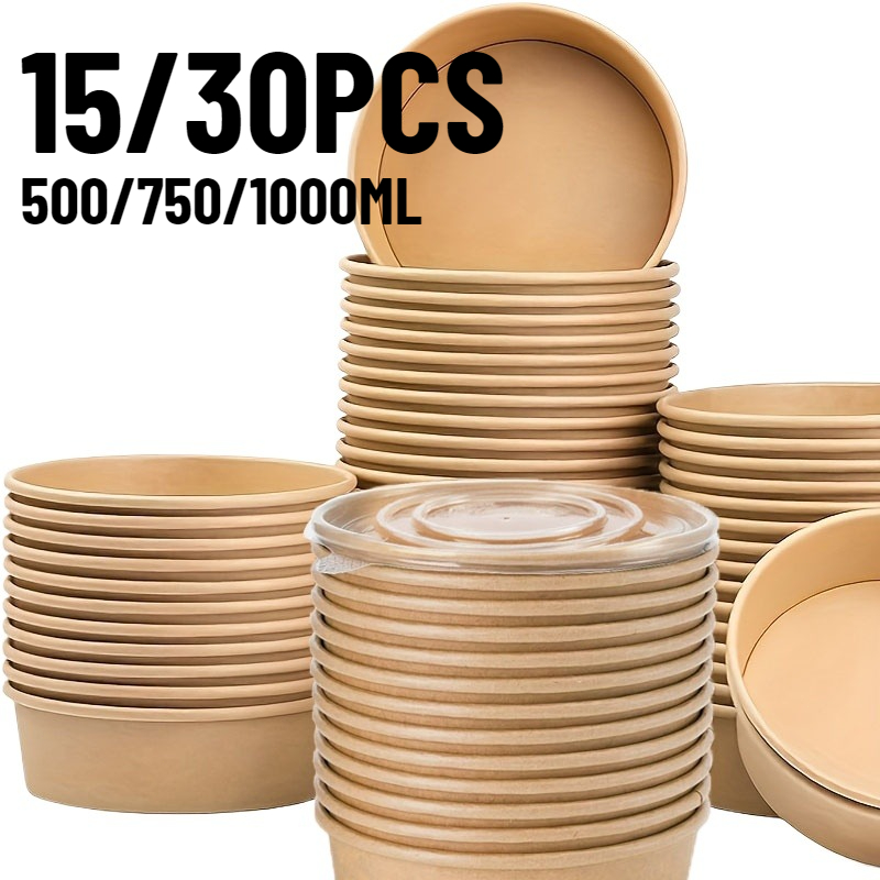 Meal Prep Bowl - 15/30 SZT. Papierowe miseczki kraft jednorazowe