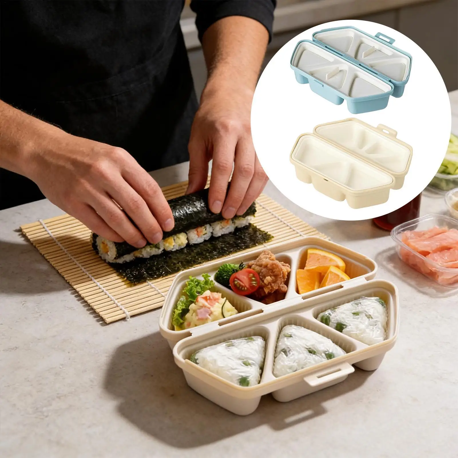 Meal Prep With Rice - Forma do sushi z 6 przegródkami,